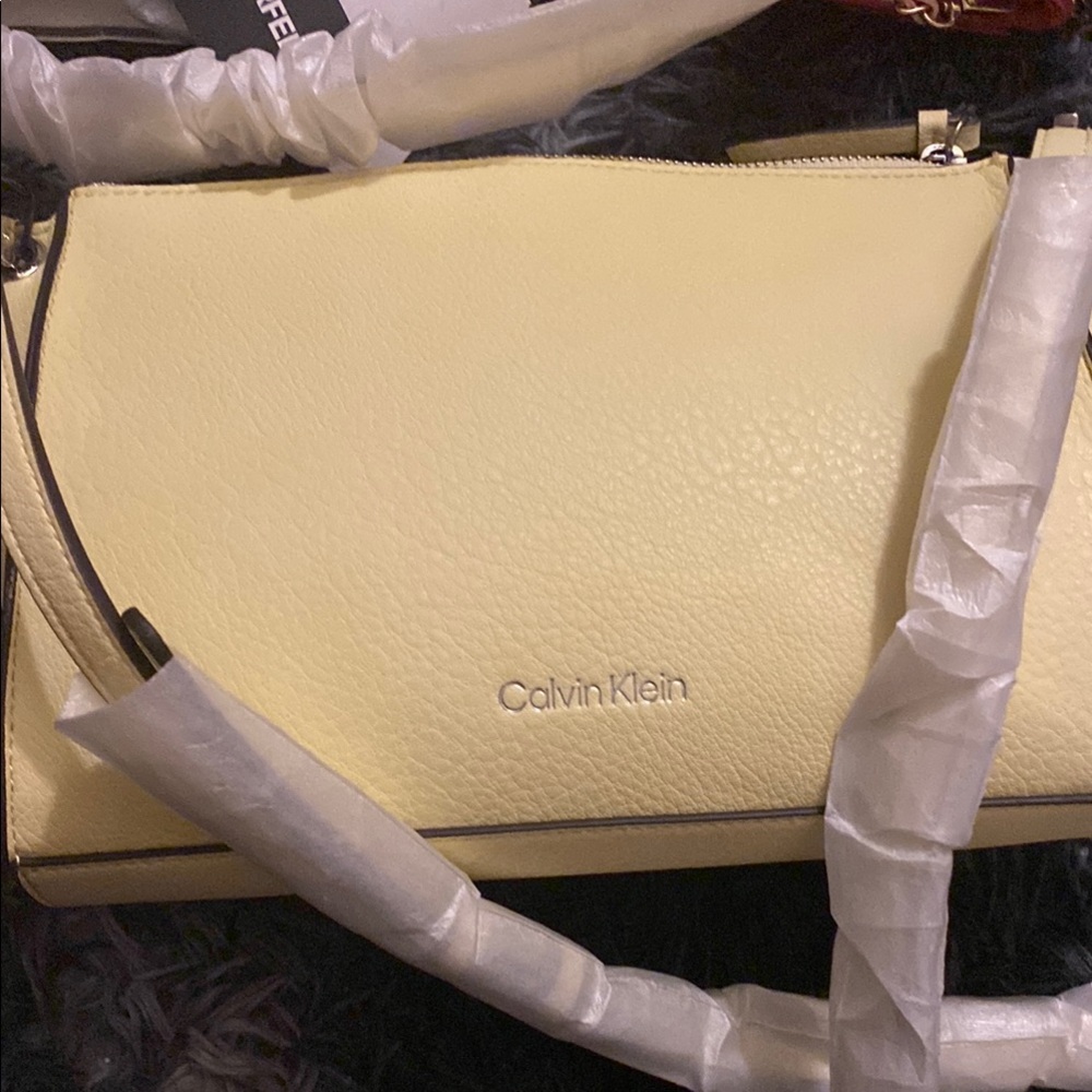 Calvin Klein Cream Crossbody Bag Minimalist Design